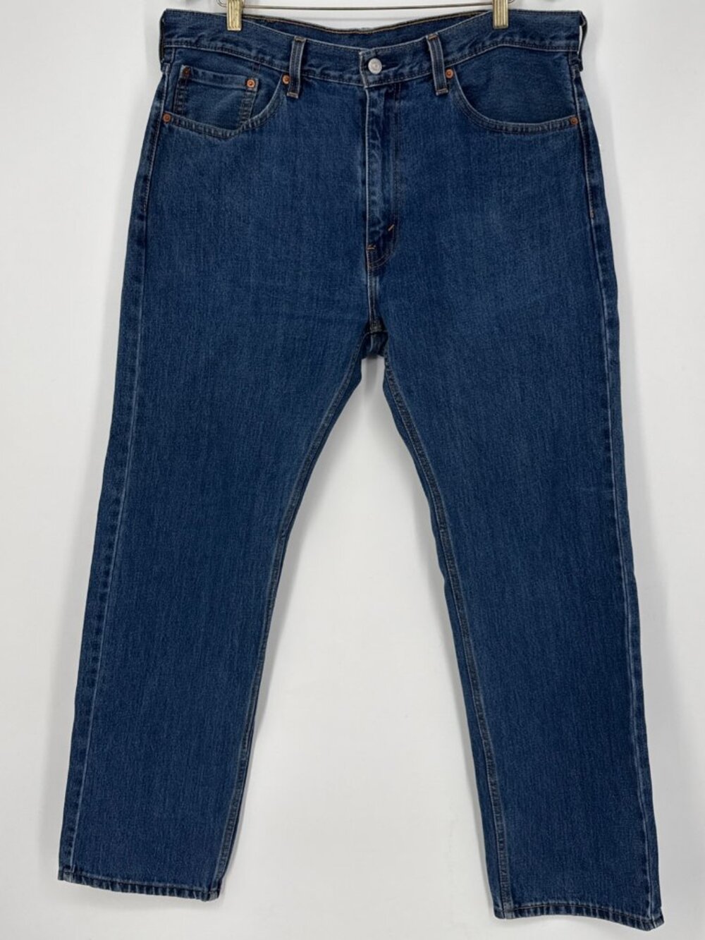 Levis 505 Regular Fit Dark Wash Blue Denim Jeans Mens Tag 38x32 Actual 38x30